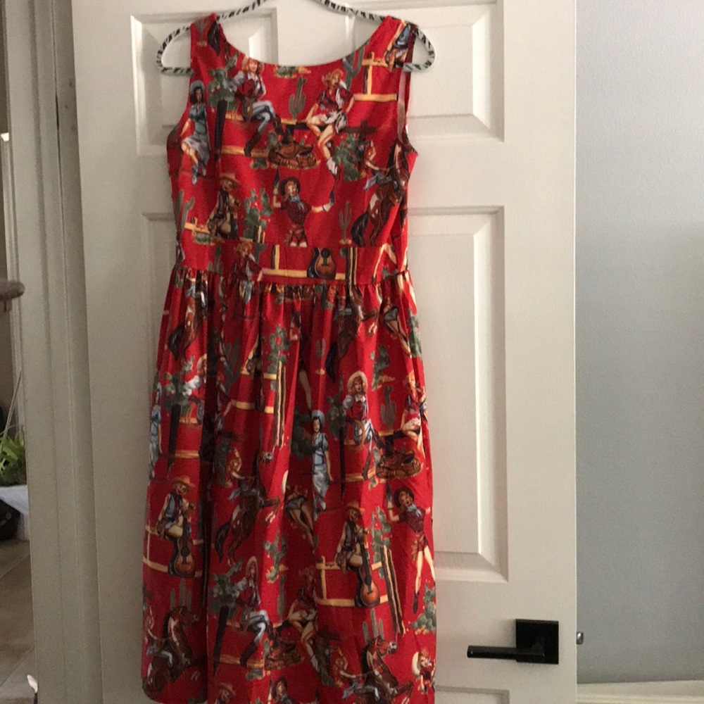Drop waste cowboy pattern dress